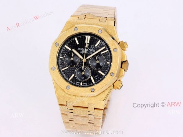 New Audemars Piguet Royal Oak Frosted Gold 41mm Green Dial Chronograph Watch Replica 3