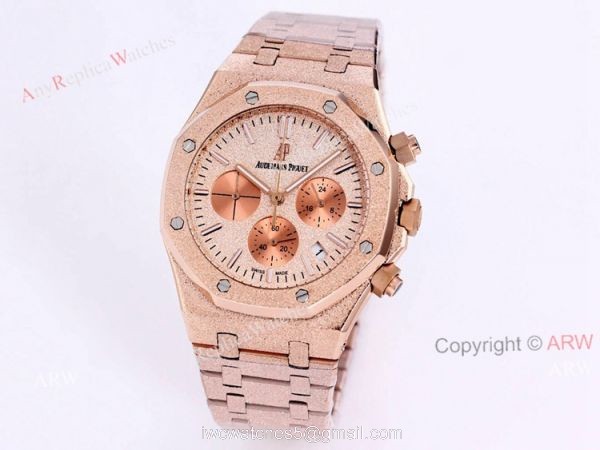 New Audemars Piguet Royal Oak Quartz Copy Watch Best AP Frosted Gold Watch 41mm 3