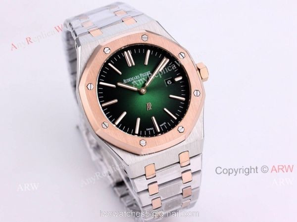 New Audemars Piguet Royal Oak 41 Rose Gold Green Dial Knockoff Watch Automatic 3