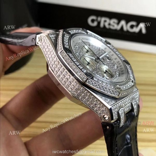42mm Audemars Piguet Royal Oak Offshore Full Diamonds Watch Quartz Replica 3