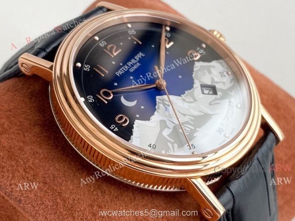 Swiss Grade Patek Philippe Classic Watch Mens Blue Dial Rose Gold Replica Watch 40mm 3