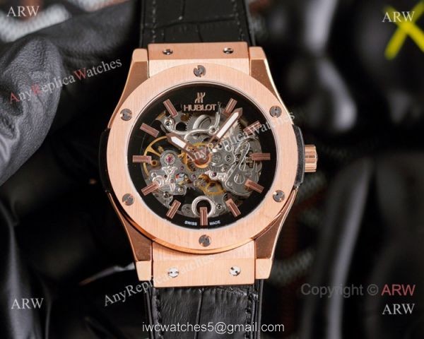 Best Quality Copy Hublot Classic Fusion Skeleton Rose Gold Watches 3