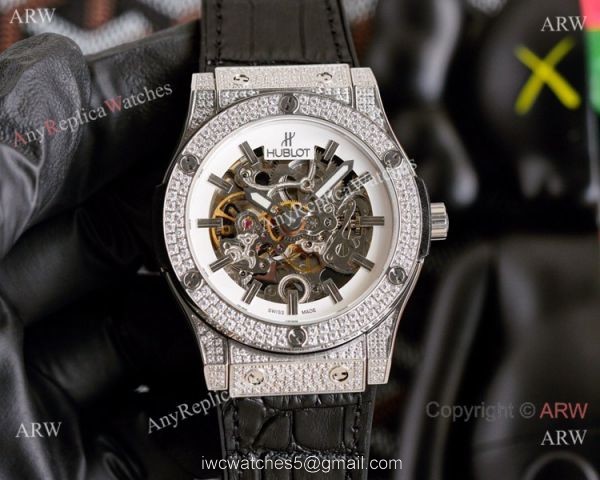 Copy Hublot Classic Fusion Iced Out Watches Hollow Dial 3