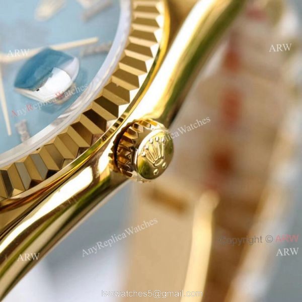 New Yellow Gold Rolex Day Date 36mm Turquoise Roman Dial M128238-0071 Replica Watch 3