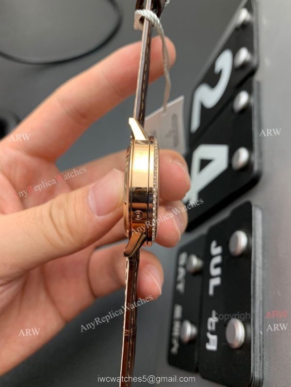 ZF Factory Replica Jaeger Lecoultre Rendez-Vous Rose Gold Watch White Face Brown Leather Strap 3