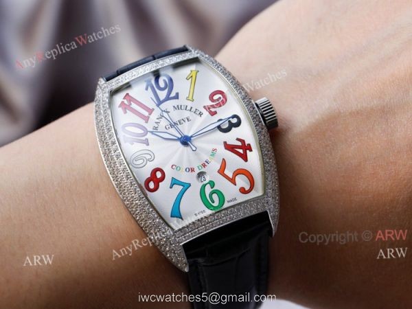 Swiss Quality Best Copy Franck Muller Cintr?e Curvex Diamond Watch White Face Black Leather Strap 3