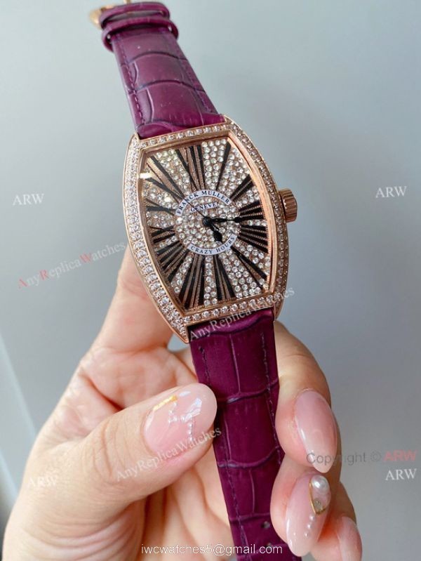 Iced Out Franck Muller Cintree Curvex Rose Gold Ladies Watch With Diamonds Best Copy 3