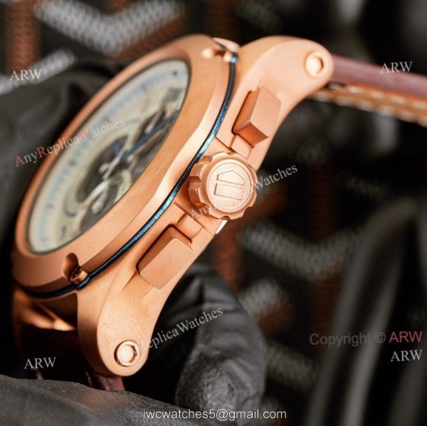 New Tag Heuer MP4-12C Chronograph Knockoff Watch Rose Gold Brown Leather Strap 3