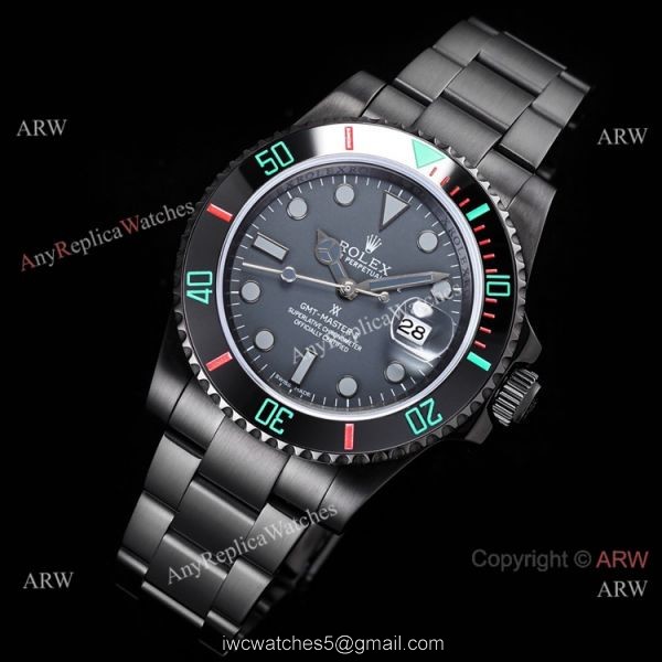 2021 New! Swiss Rplica Rolex GMT-Master II DLC Steel Ceramic Watch with 2824 Movement 3