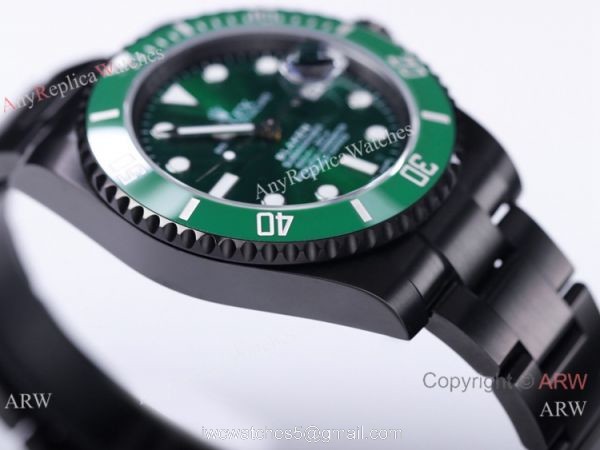 V9 Factory 1:1 Rolex Blaken Hulk Submariner Watch Cal.2824 Green Dial PVD Black Case 3