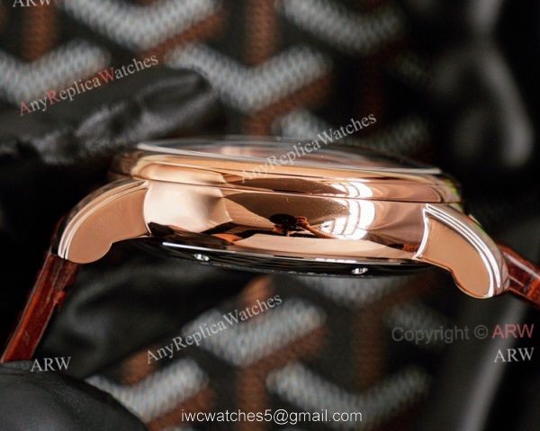 Automatic Montblanc Tourbillon Geosphere Rose Gold Replica Watch Brown Leather Strap For Men 3