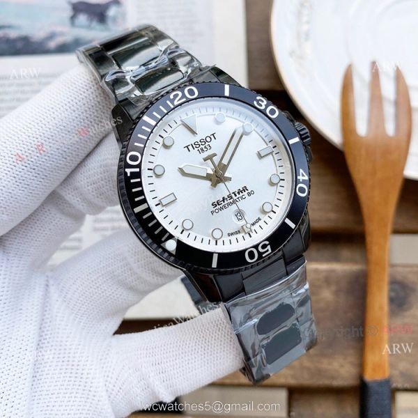 Buy High Quality Replica Tissot Seastar All Black Watch 45mm For Men 3