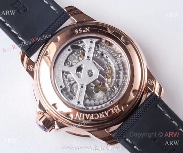 JB Factory 1:1 Blancpain Real Tourbillon Fifty Fathoms 45mm Watch Rose Gold Case 3