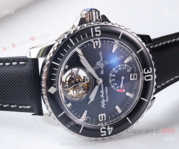 JB Factory 1:1 Blancpain Tourbillon Fifty Fathoms Silver Black Watch 3