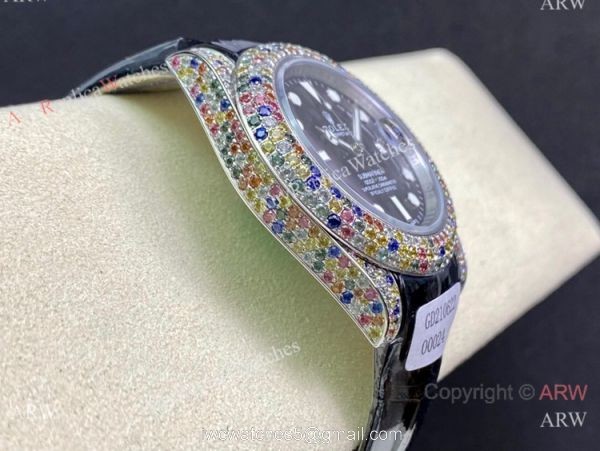 Swiss Quality Copy Rolex Submariner Limited Edition Watch Black Dial Rainbow Bezel 3