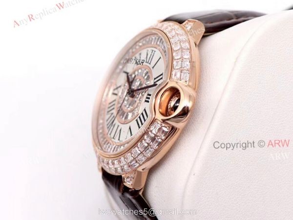 Best Replica 42mm Cartier Ballon Bleu Rose Gold Watch With Diamonds 3