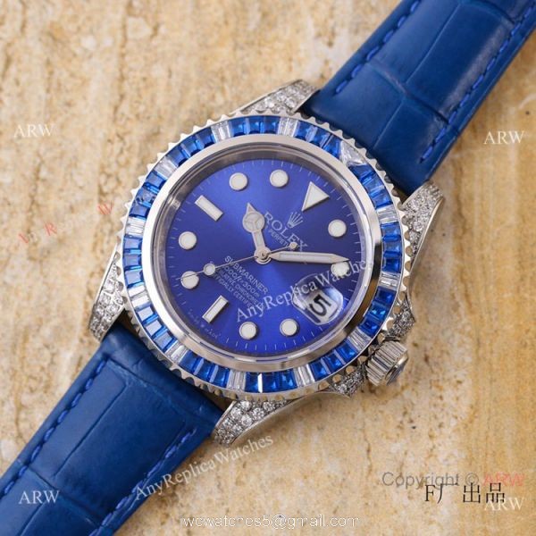 Swiss Quality Rolex Submariner Citizen 8215 Watch Green Leather Strap 3