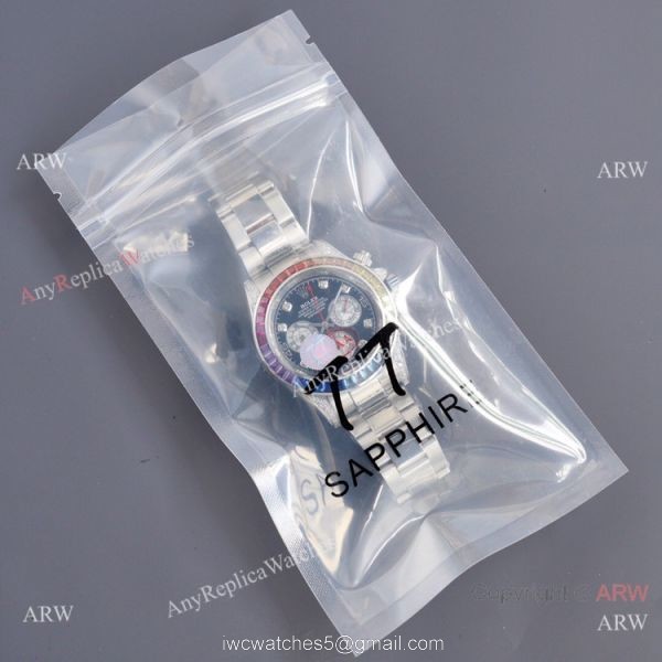Swiss Quality Copy Rolex Daytona Rainbow Watch 40mm Stainless Steel 3