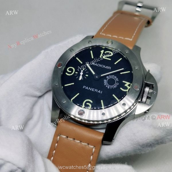 High Quality Replica Radiomir Panerai Egiziano 47mm NEW Black Lattice Dial Brown Leather Strap 3