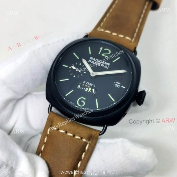 Panerai Radiomir PAM00384 8 Days Black Face Replica Watch 45mm 3