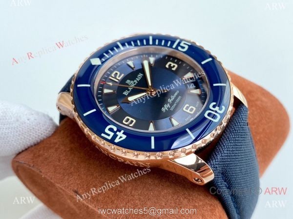 Best Copy Blancpain Fifty Fathoms Rose Gold Watch Citizen 8215 Movement 3