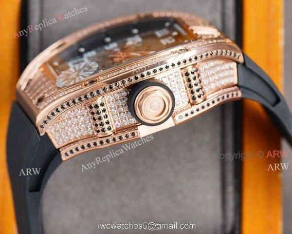 (RM Factory) High Quality Replica Richard Mille RM010 Rose Gold Diamond Watch 3