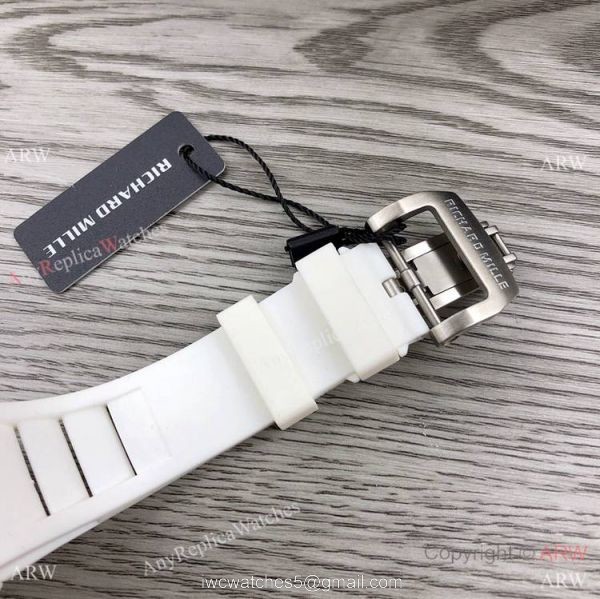 RM Factory Richard Mille RM055 White Ceramic Watch White Rubber Strap 3