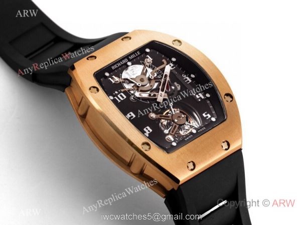 Super Clone Richard Mille RM001 Real Tourbillon Rose Gold Watch JB Factory 3