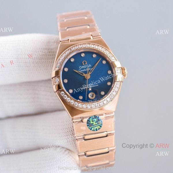Swiss Copy Omega Constellation 8700 Automatic Watch 29mm Rose Gold Diamond 3