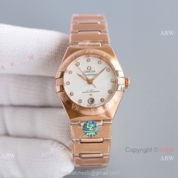 Swiss Copy Omega Constellation 8700 Automatic Watch 29mm Rose Gold New Face 3