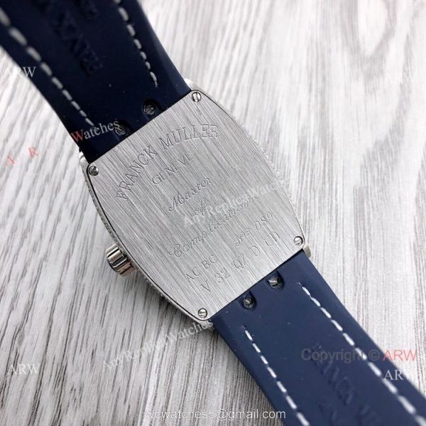 New Copy Franck Muller Vanguard Lady V32 Iced Out Blue Watch Swiss Quartz 3