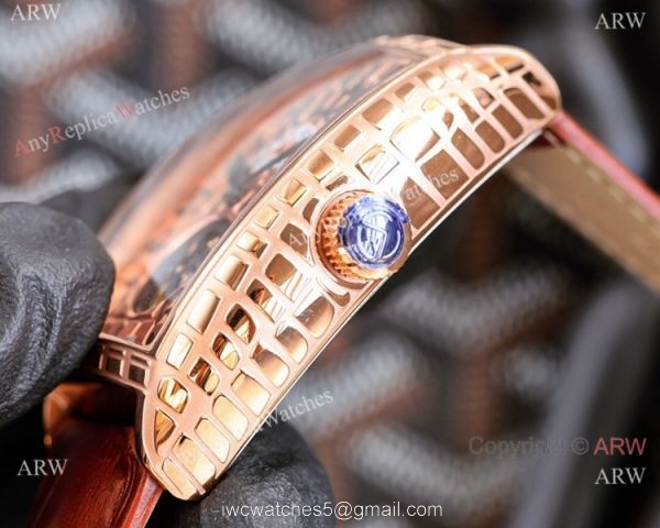 Copy Franck Muller Cintree Curvex Flying Tourbillon watch brown Leahter Strap 3