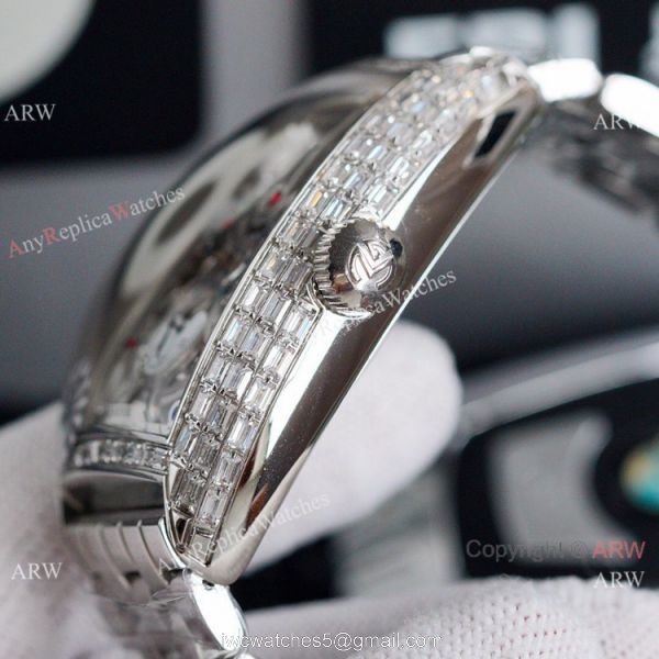 Copy Franck Muller Cintree Curvex Stainless Steel Skeleton Dial Watch 43mm 3