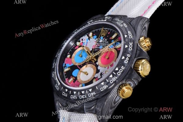 NEW! Super Clone Rolex DIW Daytona Carbon Motley Wrist Yellow Gold Crown TW Factory 7750 3