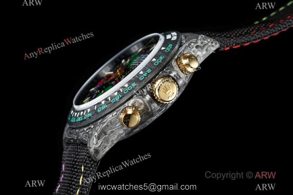 NEW! TW Factory Rolex Daytona DIW Motley Watch NTPT Carbon Black Fabric Leather Strap 3