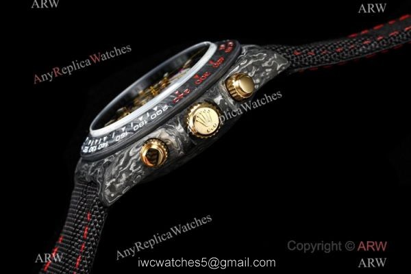 NEW! TW Super Clone Rolex DIW NTPT Carbon Daytona Watch 7750 Chronograph Gold Subdials 3