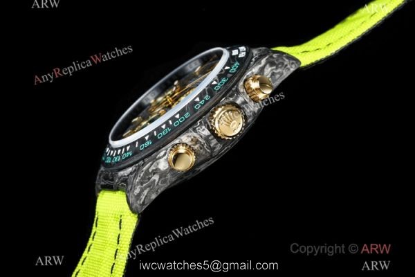 NEW! TW Factory Rolex DIW Cosmograph NTPT Carbon Daytona 7750 Watch Fluorescent Green Fabric Strap 3