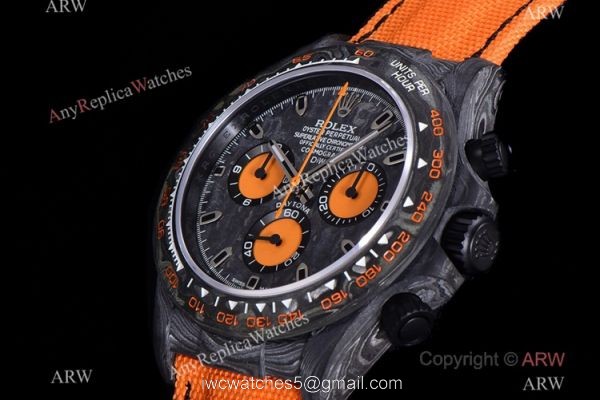 NEW! TW Super Clone Rolex DIW Daytona 7750 Watch 40mm Carbon Orange Fabric Leather Strap 3