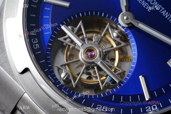 1-1 Super Clone Vacheron Constantin Overseas Tourbillon V2 6000v Blue Rubber Strap Watch 3