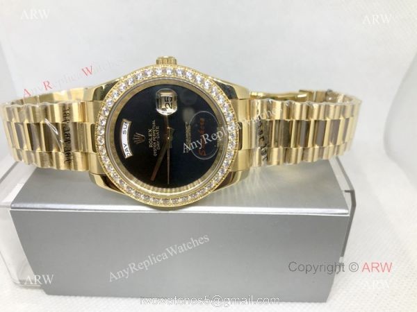 Clone Rolex Day-Date 41 Gold Presidential Black Onyx Dial Watch 3