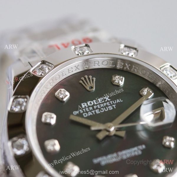 Swiss Replica Rolex Datejust Pearlmaster 81319 Watch Black Mother-Of-Pearl Stainless Steel 34mm 3