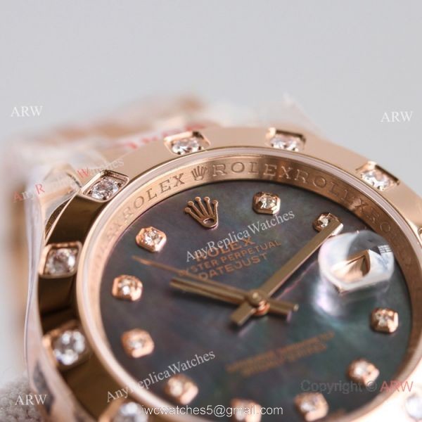 Swiss Replica Rolex Datejust Pearlmaster Swiss 2836 Watch Rose Gold 34mm 3