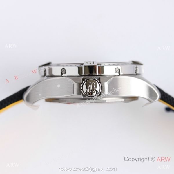 (GF) Swiss Breitling Avenger Automatic 45 Seawolf Asia2824 Watch Yellow Dial Leather Strap 3