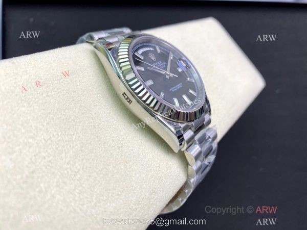 (EW)Rolex Day-Date 40mm 1:1 EWF V2 Swiss 3255 Copy Watch Diamond Markers Silver Presidential bracelet 3