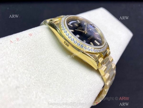 (EW)Rolex Day-Date 40mm 228238 Copy Watch Swiss 3255 Diamond Markers Gold Presidential bracelet 3