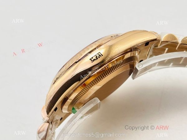 EW Factory V2 Super Clone Rolex Rose Gold DayDate 40 EWF 3255 White MOP Rose Gold Bracelet with nfc card 3