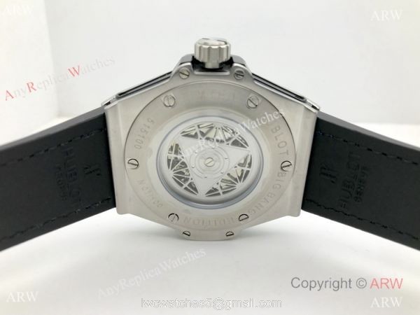 Replica Hublot Big Bang Sang Bleu Watch Automaitc Blue Gummy Strap 3