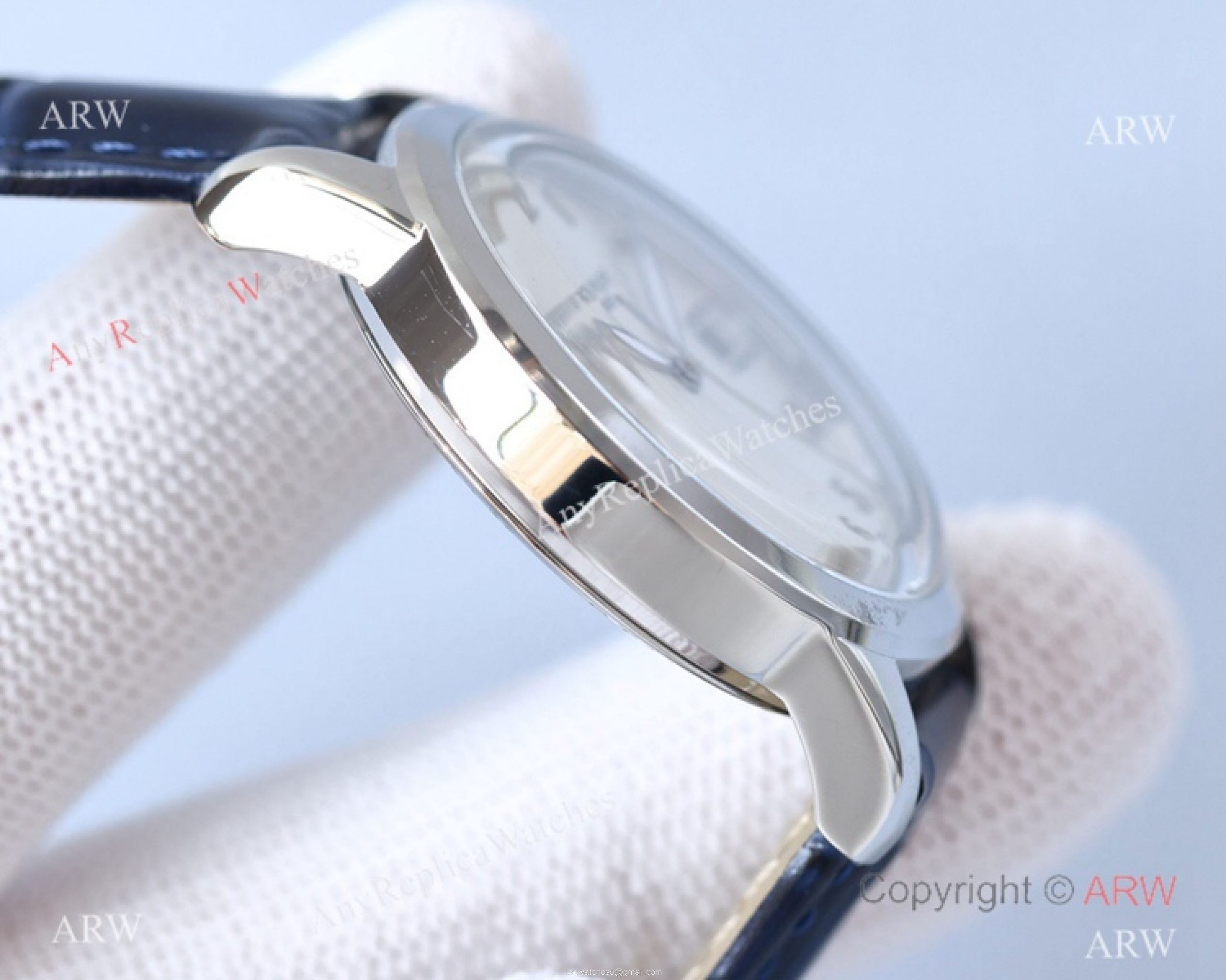 Swiss 9015 Patek Philippe Calatrava Replica Watch Blue Leather Strap 3