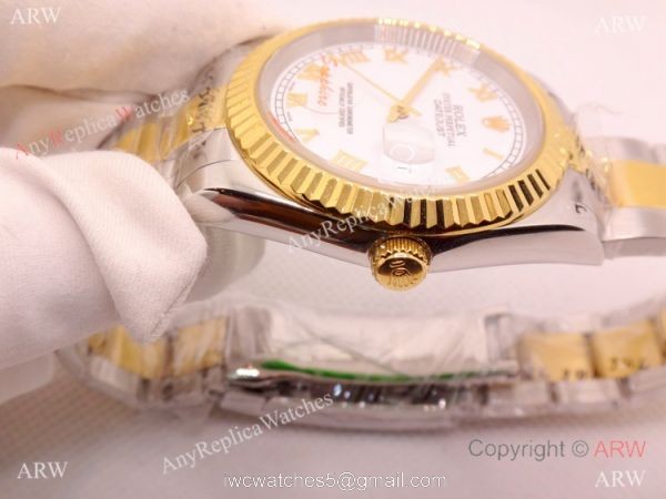 Copy Rolex Oyster Datejust Two Tone White Dial Mingzhu Watch 40mm for Men 3