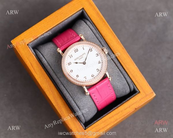 Swiss Patek Philippe Calatrava Ultra-Thin Automatic Lady Watch Rose Gold White Dial 3
